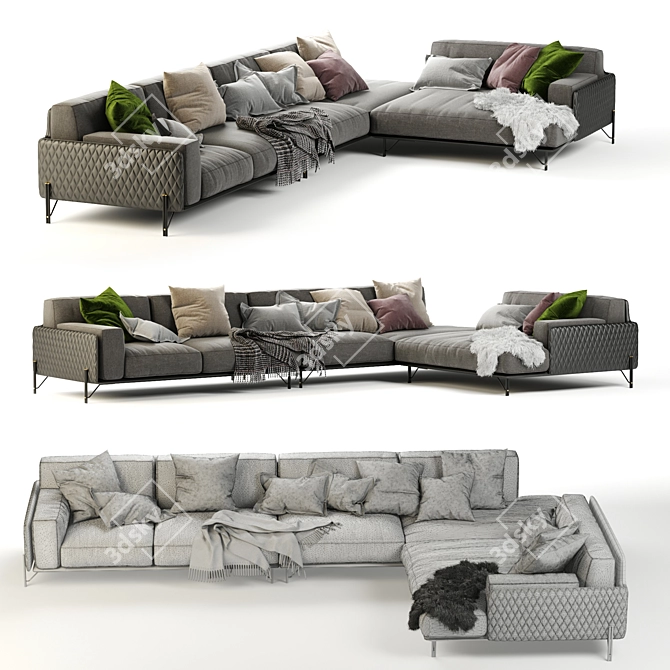 Elegant Kris Sofa: Italian Craftsmanship at its Finest 3D model image 3