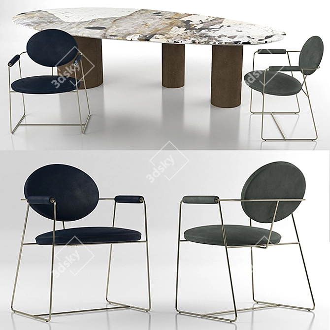 Sophisticated Gemma Chair and Elegant Lagos Table 3D model image 1