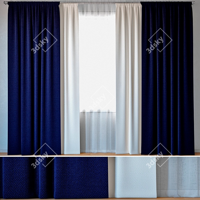 Elegant Tulle Curtains - ROHI Credo 3D model image 1