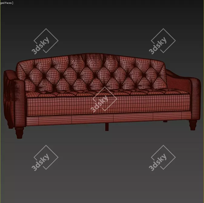 Retro Tufted Sofa Bed 3D model image 3