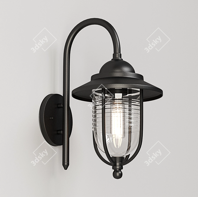 Elegant Black Fishermans Wall Lantern 3D model image 1