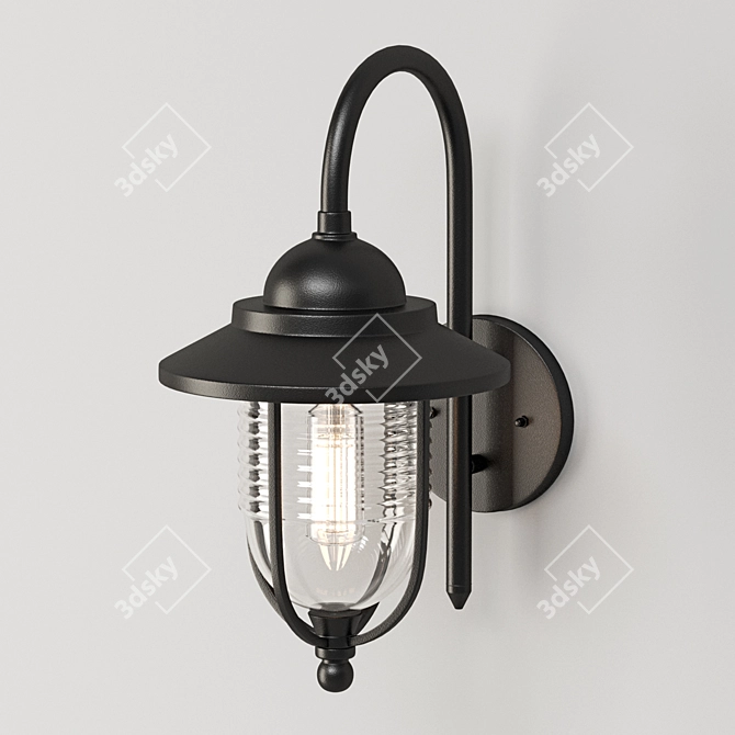 Elegant Black Fishermans Wall Lantern 3D model image 2