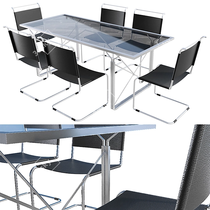 Poliform Activity Table & Chair Set - Modern and Versatile 3D model image 1