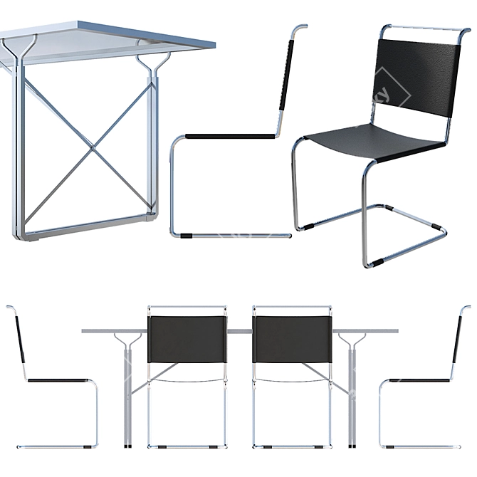 Poliform Activity Table & Chair Set - Modern and Versatile 3D model image 2