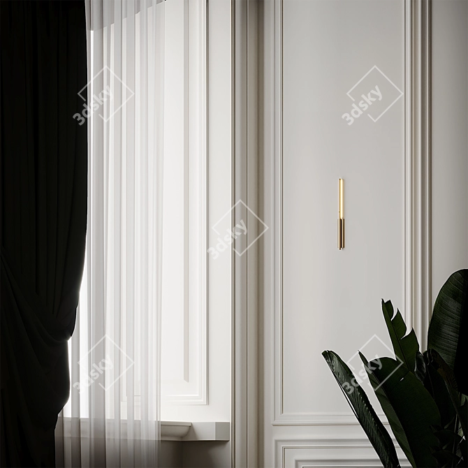 Elegant Brass Wall Lamp 3D model image 4