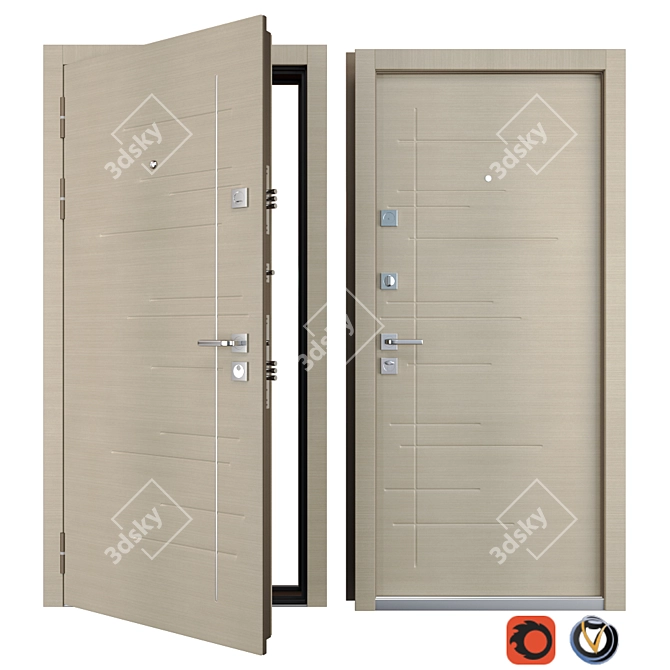 Modern Entrance Metal Door Malena 3D model image 1