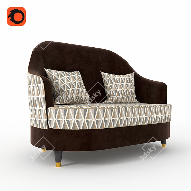 LCI Decora Vanity V019L - Stylish Two-Seater Sofa 3D model image 1