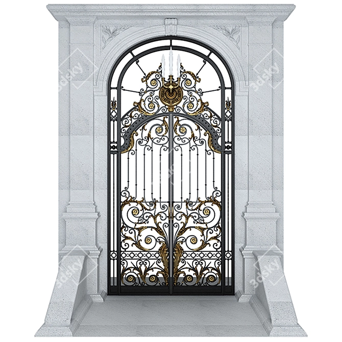 Stylish Iron Entry Gate 3D model image 2