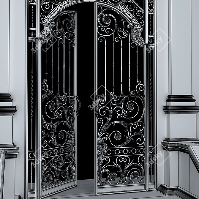 Stylish Iron Entry Gate 3D model image 3