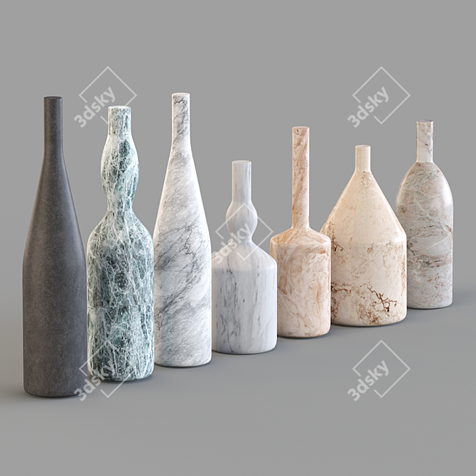 Timeless Beauty: Morandi-inspired Decorative Bottles 3D model image 1