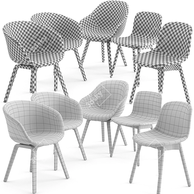 Modern Wood Base Dining Chairs by Hay 3D model image 3