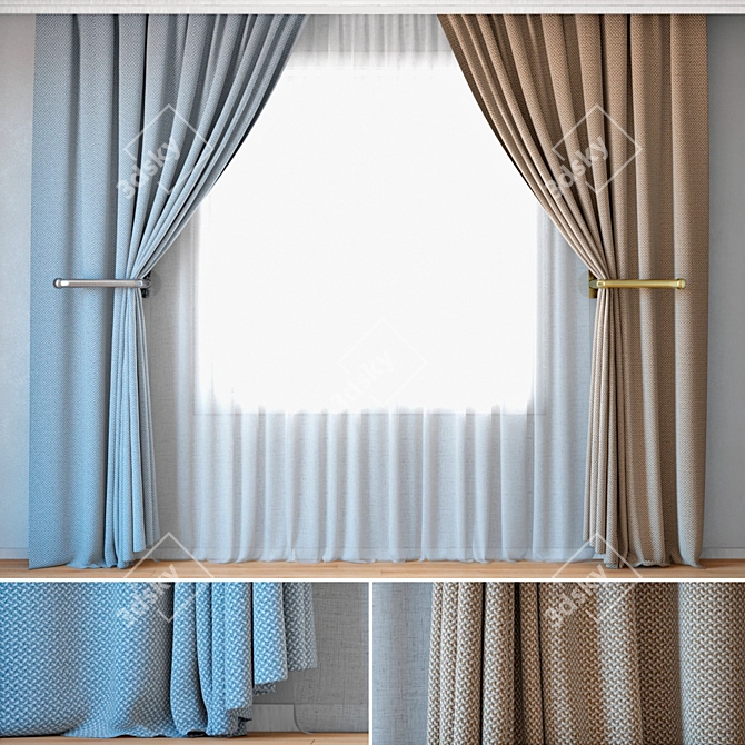 Elegant Curtain Set | ROHI Credo | Two Colors 3D model image 1