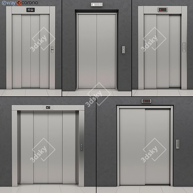 Kone Elevator Doors Set 3D model image 1