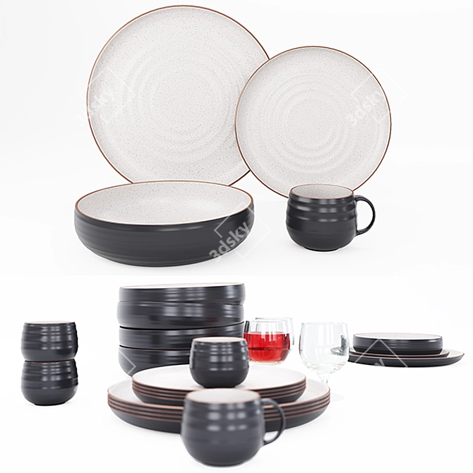 Premium Dinnerware Set: Crate Barreal 3D model image 1