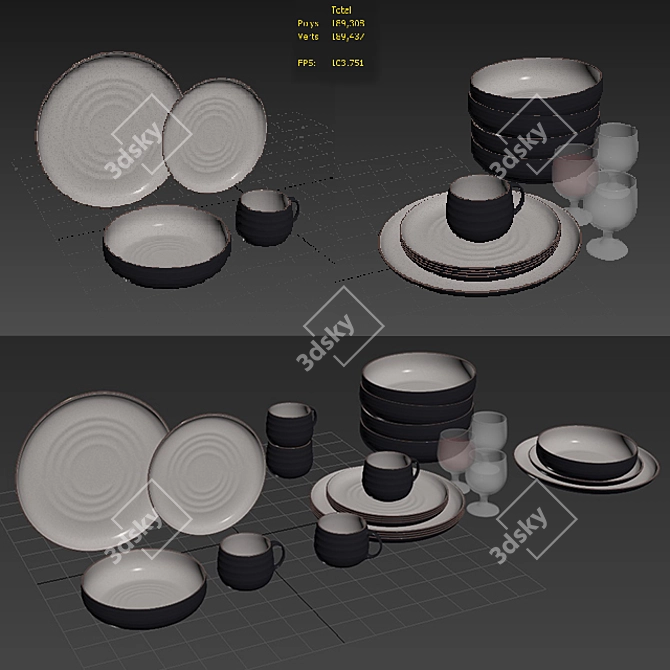 Premium Dinnerware Set: Crate Barreal 3D model image 3