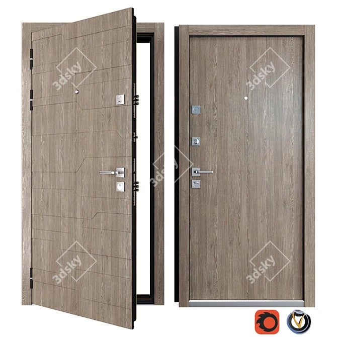 Elegant Galleon Metal Door - Zimen 3D model image 1