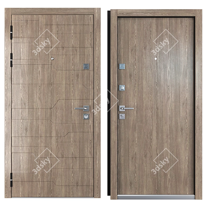 Elegant Galleon Metal Door - Zimen 3D model image 3