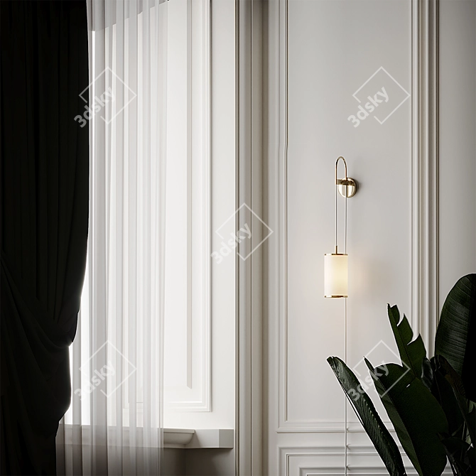 Elegant Lily Gold Wall Sconce 3D model image 2