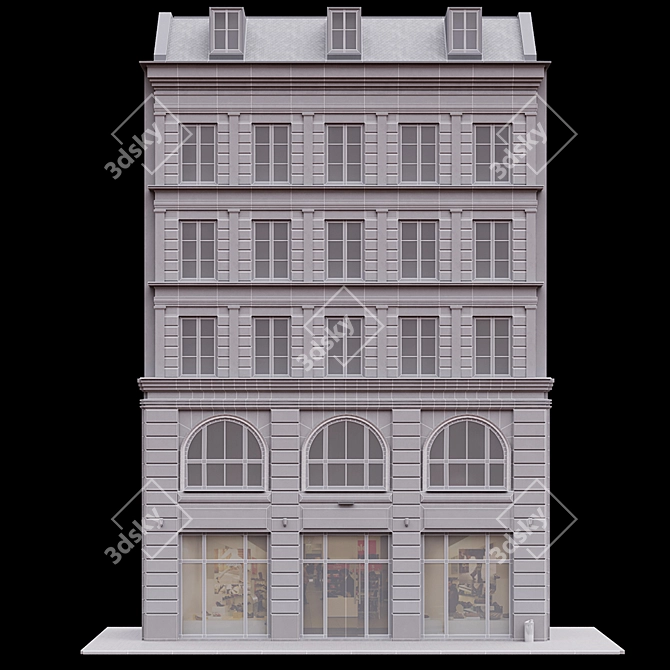 Parisian Façade: Charming Building with IES Lighting 3D model image 3