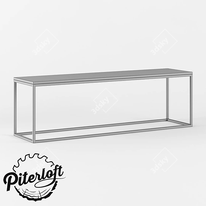 Rustic Industrial TV Console 3D model image 2