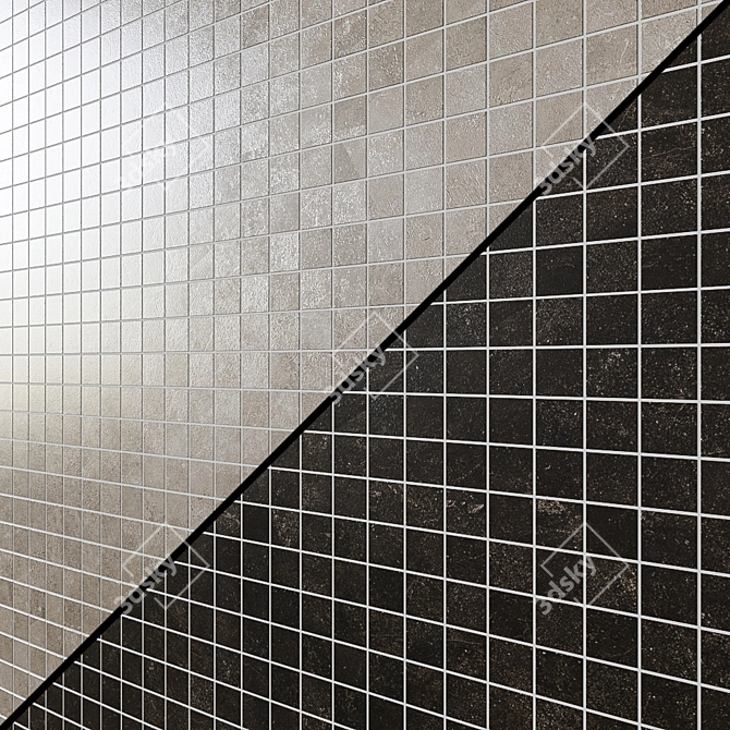 Drift Mosaic Tiles: White, Light Grey, Blu, Rose & Dark (31.5x31.5cm) 3D model image 1