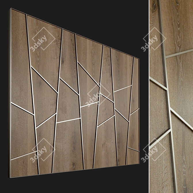 Elegant Wood Wall Panel 3D model image 1