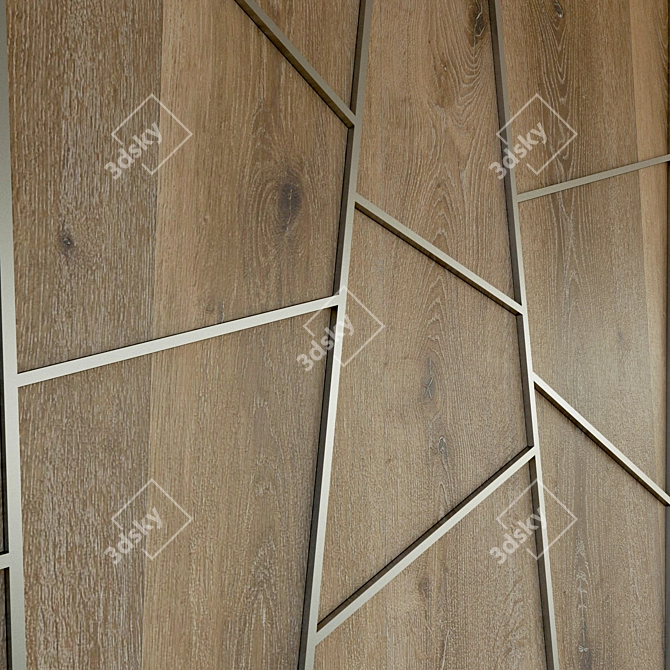 Elegant Wood Wall Panel 3D model image 2