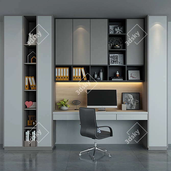 Modern Grey Oak Cabinet 3D model image 1
