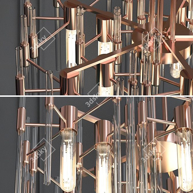 Industrial Loft Glass and Metal Pendant Light 3D model image 2