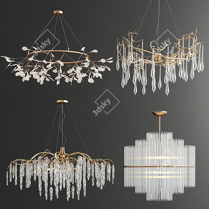 Elegant Chandelier Collection: Mini Moooi, Serip Aqua, Willow, and Nocture 3D model image 1