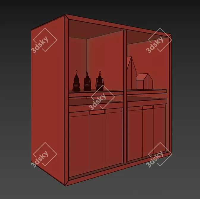 EKET 4-Compartment Cabinet 3D model image 3