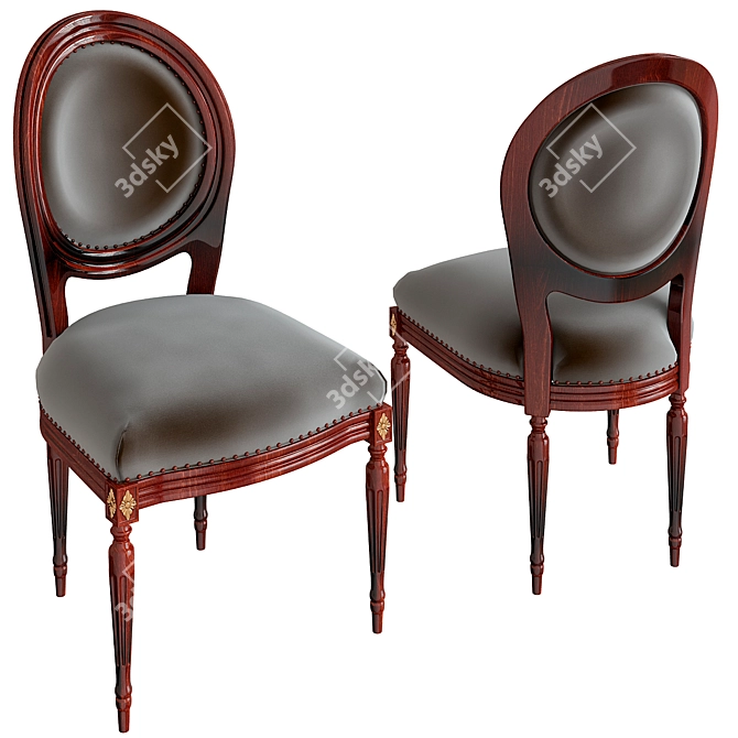 Elegant Louis XVI Emerald Chairs 3D model image 1