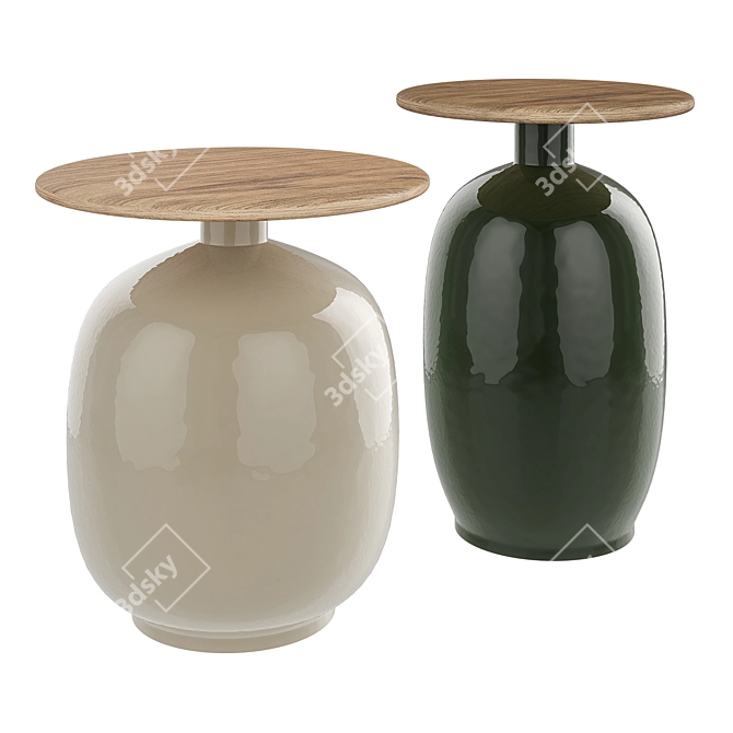 Gloster Blow Side Table: Chic Ceramic & Teak Elegance 3D model image 1