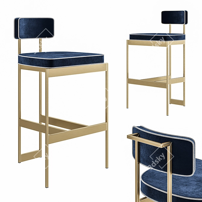 Modern Steel Stool: Alto Stool 3D model image 1