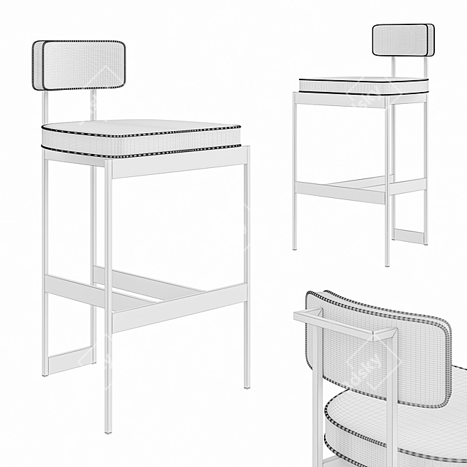 Modern Steel Stool: Alto Stool 3D model image 2