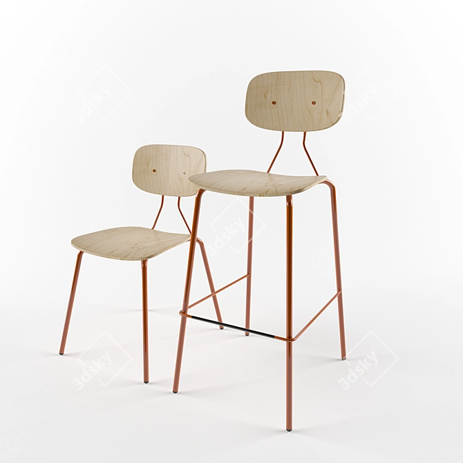 Modern Reece Barstool: Grand Rapids Chair Co. 3D model image 1