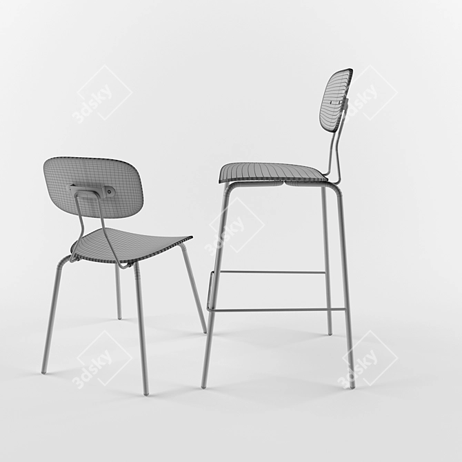 Modern Reece Barstool: Grand Rapids Chair Co. 3D model image 3