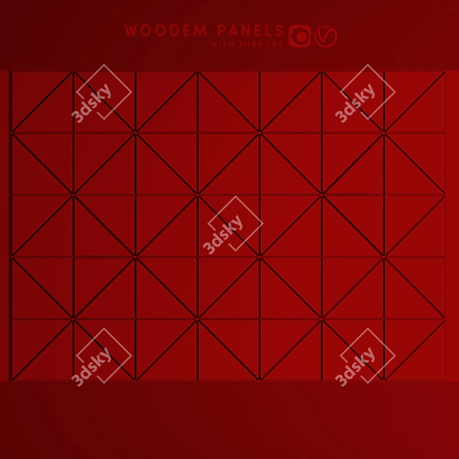 Reflective Wood: Stylish Panels with Mirrors 3D model image 2