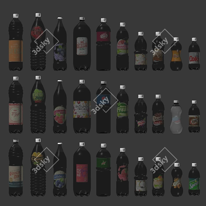 Carbonated Soda Bottles - Set of 2 3D model image 3