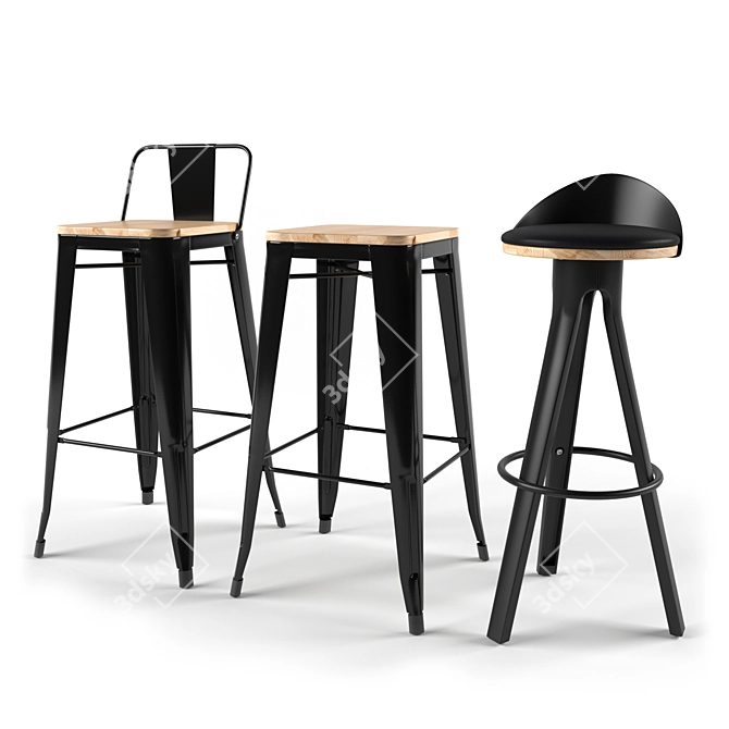 Sleek Libra Tolix Bar Stool 3D model image 1