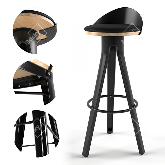 Sleek Libra Tolix Bar Stool 3D model image 2