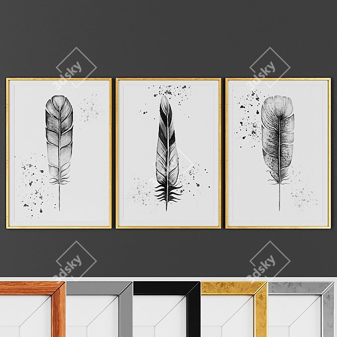 Elegant Picture Frame Set - Choose from 5 Finishes 3D model image 1