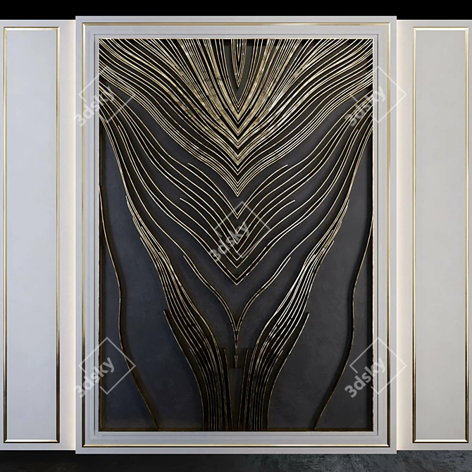 Modern Metal Wall Panel Waves 3D model image 1