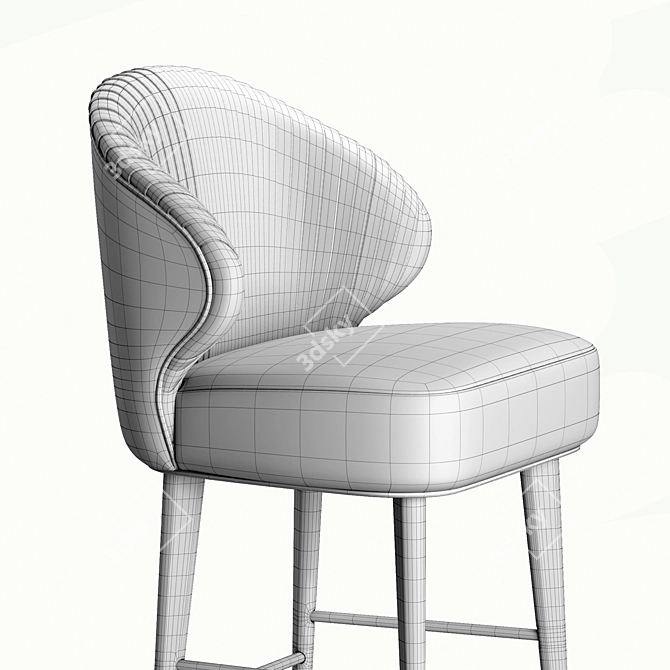 Elegant Canyon Bar Chair: Velvet Upholstery, Walnut Legs 3D model image 3