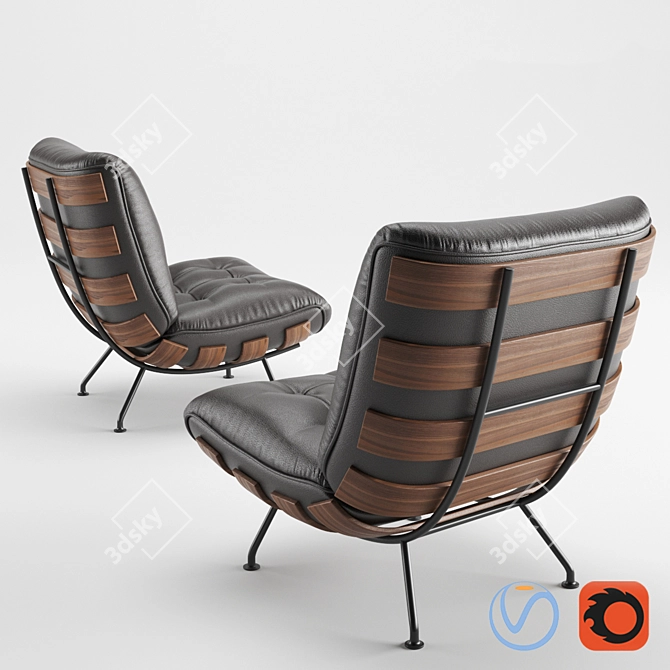 Elegant Costela Tacchini Armchair 3D model image 3