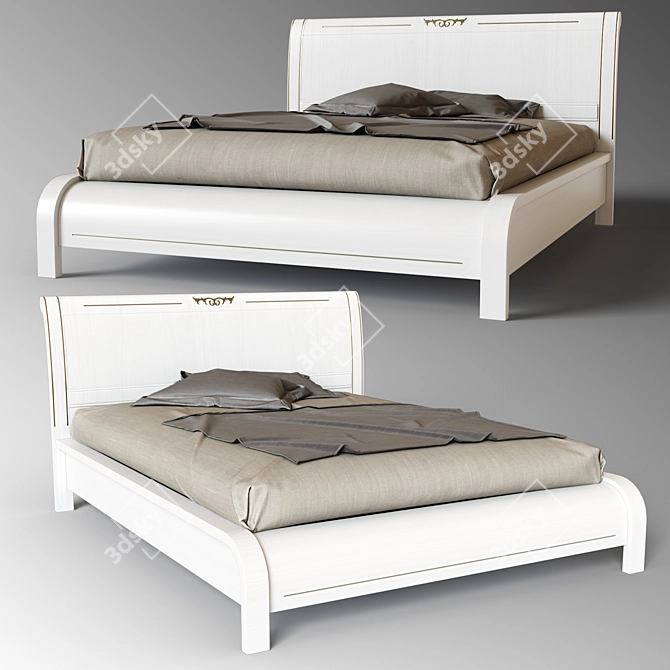 Modern Wood and Fabric Bed 3D model image 1