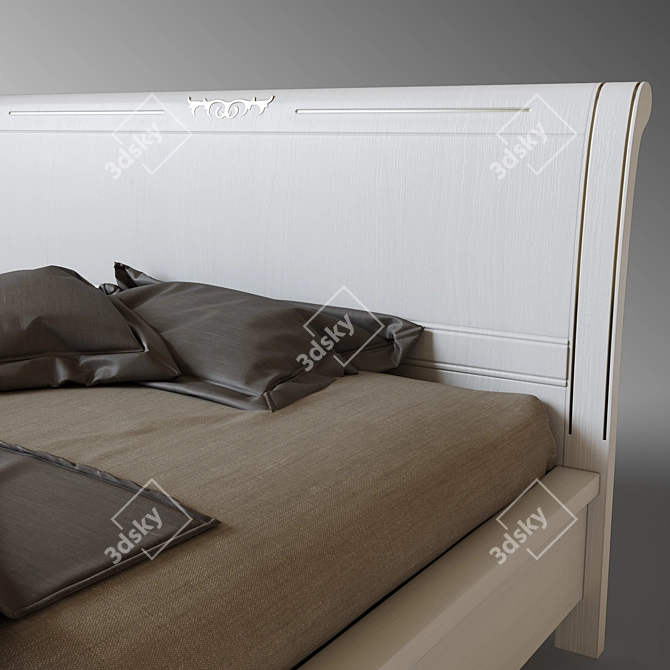 Modern Wood and Fabric Bed 3D model image 2
