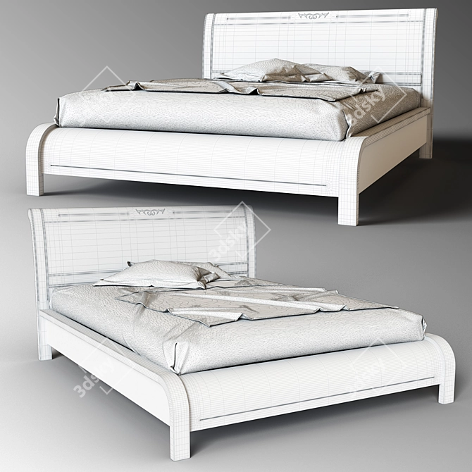 Modern Wood and Fabric Bed 3D model image 3
