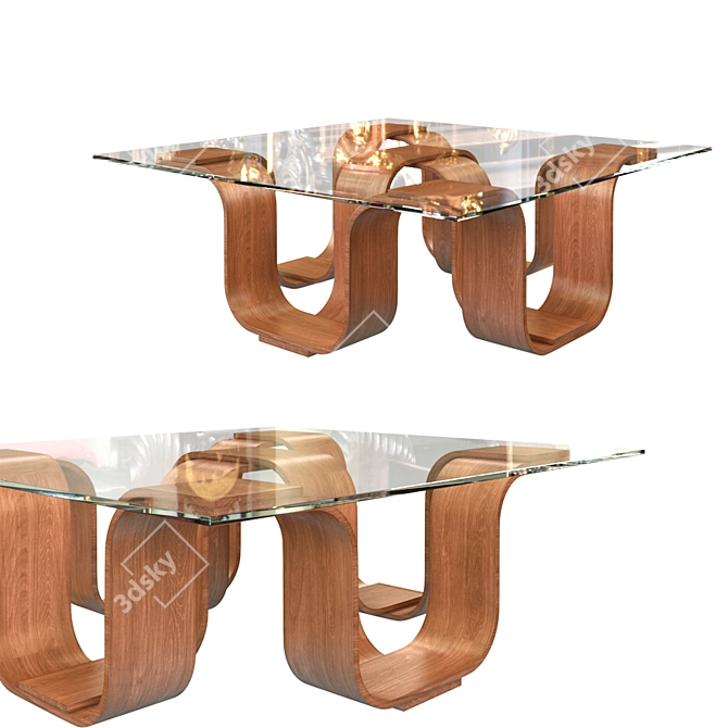 Elegant Ogetti Square Cocktail Table 3D model image 2