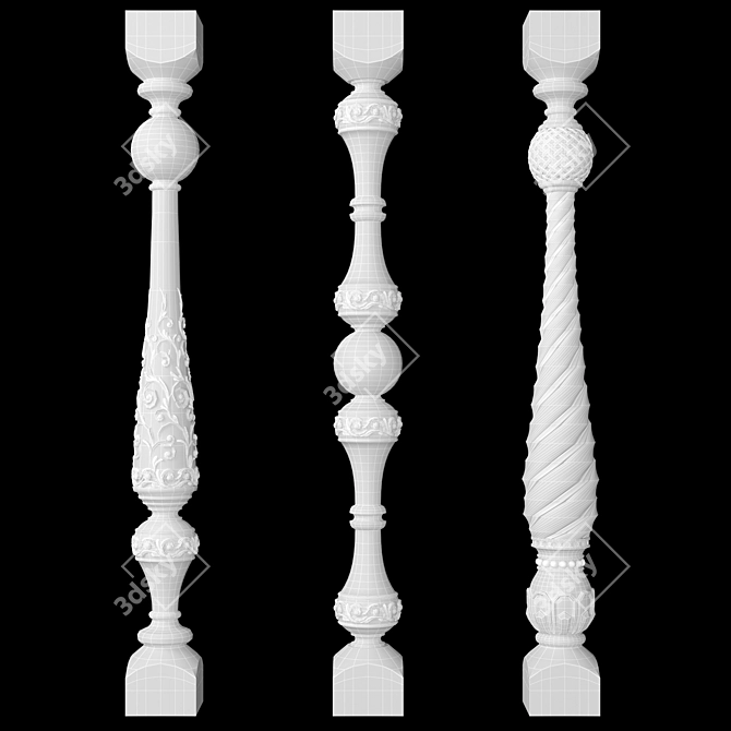 Wood and Marble Baluster - CNC Ready 3D model image 2